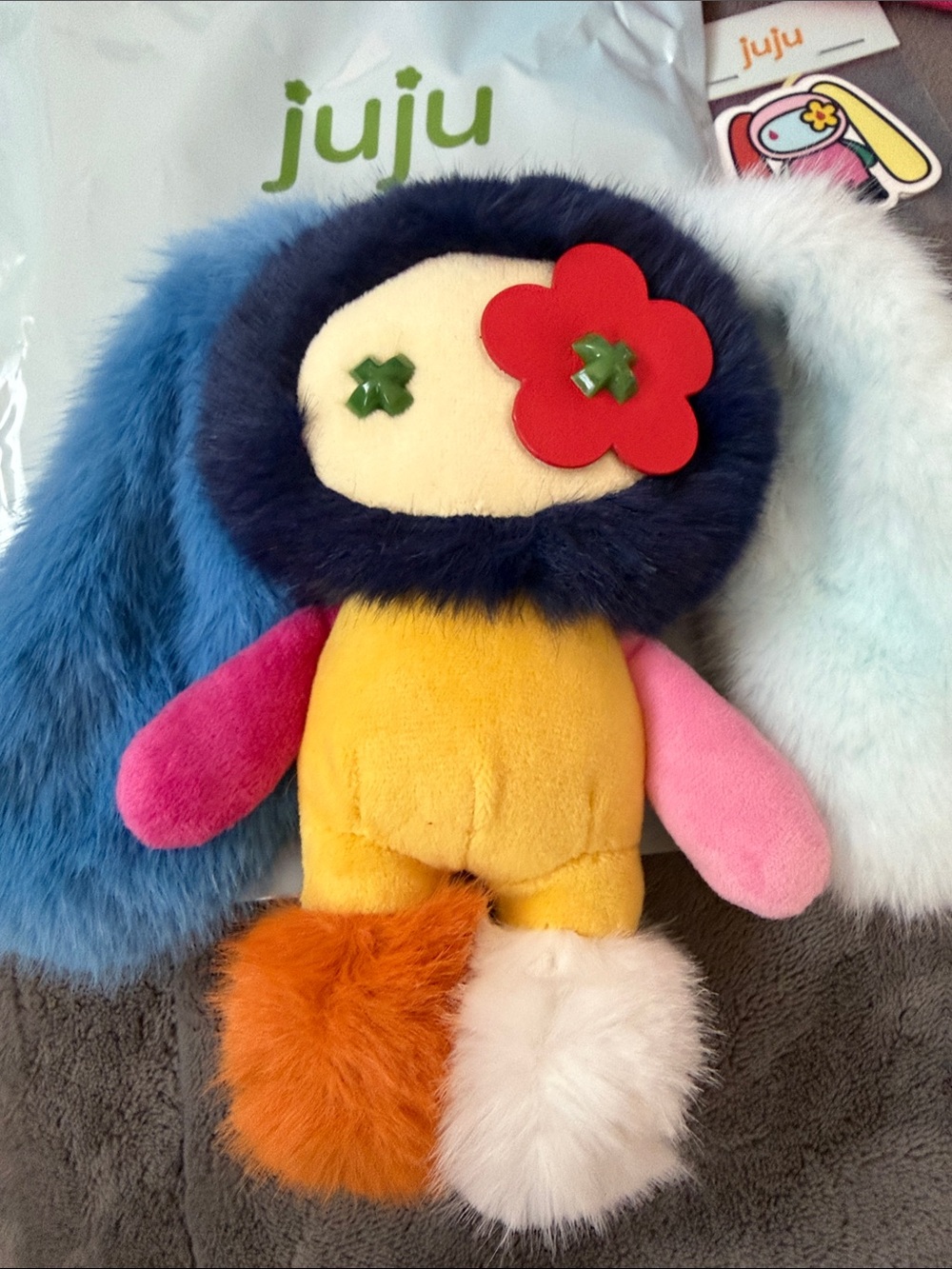 JuJu mismatched series. “Pammy “Plush Toy - Yellow, Pink, Blue, Orange, White